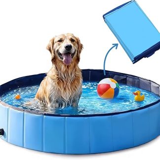 MERSJO Dexter Dog Pool, 80 x 20 cm, Foldable Pool for Dogs and Animals, 100 L Capacity, Non-Slip Base, Blue