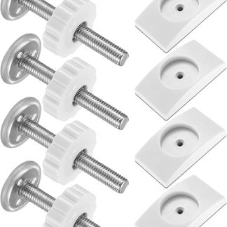 4 Pressure Screws for Stair Safety Gate + 4 Safety Wall Protection for Baby Stair Gate Door Safety Gate Threaded Spindle Bars Clamping Screws No Drilling for Pet Children's Gate Baby Gate