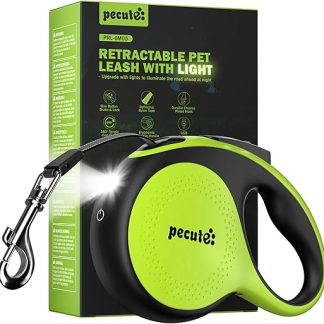 Pecute Dog Lead 8 m, Roller Lead for Dogs with LED Light, 360° Tangle-Free Extended Lead, Rechargeable, Non-Slip Handle and Quick Brake Button, for Large up to 50 kg Weight