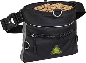ASCO Food Bag, Treat Bag for Dogs, Horses with One-Hand Snap Closure, Premium Food Bag 20 x 20 cm (Approx. 1200 ml), Black