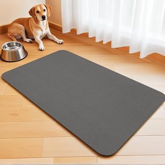 Bowl Mat, Dog Bowl Mat, Dog Feeding Mat, Large Cat Mat for Food and Water Bowls, Dog Feeding Mat, Non-Slip Cat Feeding Mat, Stain-Free (Dark Grey, 40 x 60 cm)