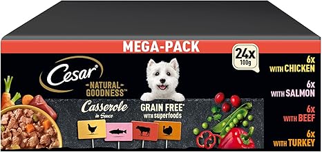 CESAR® NATURAL GOODNESS™ Schale Multipack Mega-Pack Casserole in Sauce Getreidefrei mit Superfoods 4 Varietäten 24 x 100g