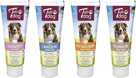 Tubidog Dog Pate Tube Set - Liver Sausage, Salmon Cream, Bacon Cream, Poultry Cream