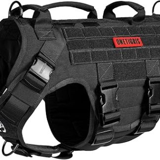OneTigris Dog Harness, X Destroyer Tactical Dog Harness, 3 Handles, Heavy Duty Dog Vest with Metal Buckles, Adjustable Safety Harness for Medium Large Dogs, Black, L