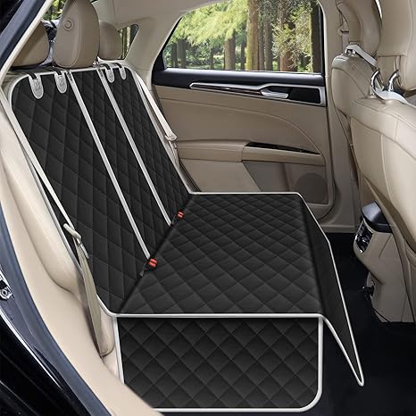 Alfheim Dog Blanket Car Rear Seat, Waterproof and Non-Slip Car Seat Covers, Car Blanket Dog Back Seat, Scratch-Resistant and Washable Dog Car Seat Cover Protector Universal for Trucks, SUVs (Black)