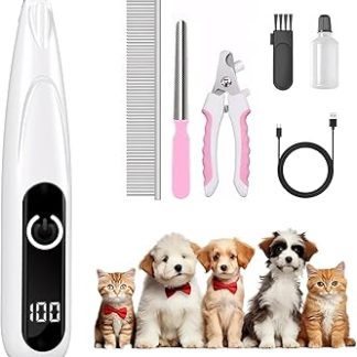 Dog Trimmer with LED Light USB Rechargeable Dog Clipper Paw Trim Pro for Dogs and Cats Quiet Dog Paws Trimmer for Paws Eyes Ears Face Body