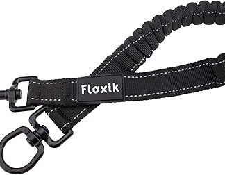 Floxik Shock Absorber Elastic Large for Medium and Large Dogs | Bungee Lead Extension for Any Dog Lead | Ideal for Jogging, Cycling and Walking Black