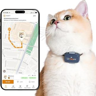 Pawfit Lite für Katzen 4G GPS-Tracker | Ultrakompakt <18g | Echtzeit-Tracking & Aktivität | Standortverlauf | Sicherheits-Halsband inkl. | Anthrazit