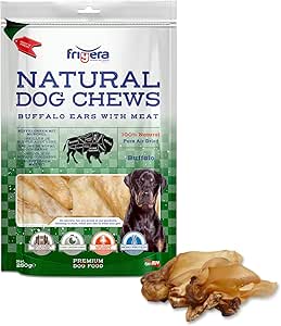 Frigera Buffalo Ears with Shell 250 g - Natural, Protein-Rich Treats for Dogs, Gluten and Grain-Free, High-Quality Dog Snacks without Additives