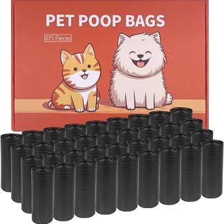 WinGluge Pack of 675 Dog Waste Bags, Extra Thick and Leak-Proof Dog Bags, Dog Bags (45 Rolls) Dog Waste Collector, Black, 30 x 22.5 cm