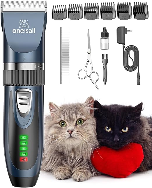 oneisall Cat Clippers Quiet Hair Trimmer for Cats Long Hair Cat Razor for Long Hair Cats 2 Speed (Blue)