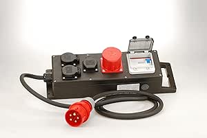 Ehmann Professional Distribution Block with RCD Switch, Made in Germany, 4 Outputs (1x CEE 16A, / 3x 230V~), 2m Power Cable H07RN-F 5G 2.5 mm², IP54, K2, BGI-GUV-I608