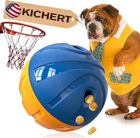 KADTC Treat Ball with Giggle Sound - Adjustable Feed Output - Basketball Toy - Puzzle Slow Feeding Ball for Medium, Large and Extra Large Dogs that Chew Heavily
