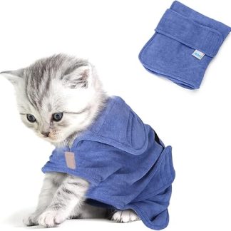 Nobleza Microfibre Dog Bathrobe with Velcro Closure, Super Absorbent and Quick Drying, Bathrobe for All Cats and Dogs, Five Sizes, Soft Dog Towel (XS)