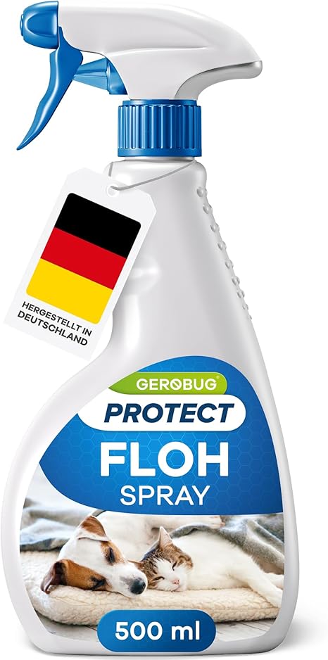 Gerobug Flea Spray for Home & Environment 500 ml with Instant Effect - Highly Effective Remedy Against Fleas in Dogs and Cats - Strong Alternative to Fogger Against Fleas