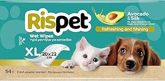 Rispet Hygienic and Cleaning Cloths XL Avocado and Silk for Dogs, Cats and Pets - 54 Wipes