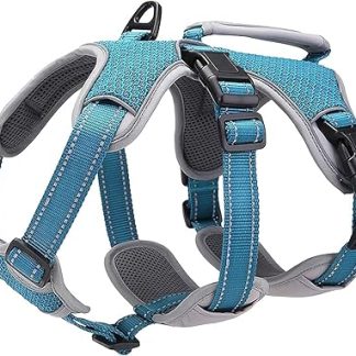 BELPRO Multipurpose Dog Harness, Escape-Proof, No Pull, Reflective, Adjustable Vest Harness with Durable Handle, Dog Harness for Large / Active Dogs, Blue, M