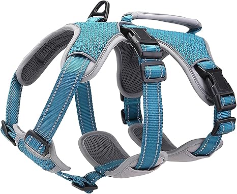 BELPRO Multipurpose Dog Harness, Escape-Proof, No Pull, Reflective, Adjustable Vest Harness with Durable Handle, Dog Harness for Large / Active Dogs, Blue, M