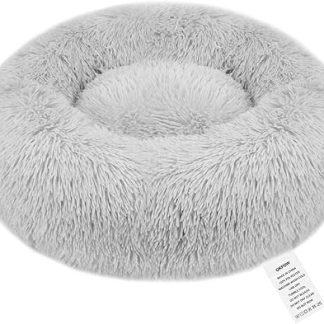 OKPOW Round Cloud 7 Dog Bed - Washable Puppy Bed for Small Dogs - Fluffy Anti-Anxiety Cat Bed Comfy - Doughnut Cuddly Pet Bed Plush
