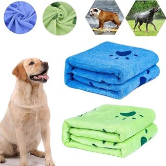 bangminda Dog Towel, Pack of 2 Large Soft Dog Towel, Microfibre Quick-Drying Warm Pet Towel, Dog Bath Towel for Dogs and Cats, 140 x 70 cm