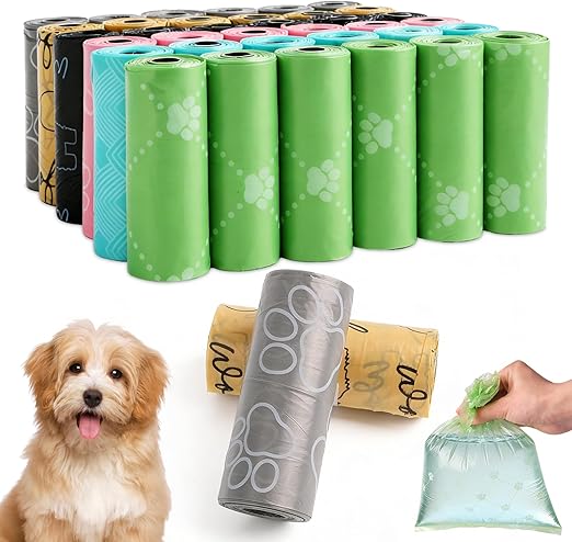 Koxtyzo Dog Waste Bags, Colourful 570 Pieces, 38 Rolls, Biodegradable Waste Bags for Dogs, Portable Poop Bags, Leak-Proof, Dog Poop Bags, 6 Colours, 30 x 22 cm for All Dog Breeds