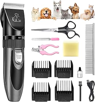FACAIO Quiet Dog Clippers | Professional Clippers | Dog Cat Pet Hair Trimmer | Electric Dog Trimmer | Cordless Hair Trimmer | Cordless Pet Hair Trimmer (Grey)