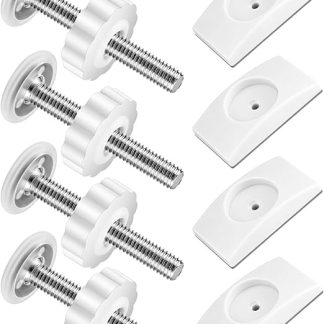 Acsatont Pack of 4 Safety Wall Protectors + 4 Pressure Screws for Door Safety Gate, No Drilling & Clamping for Children Safety Gate, Threaded Spindles Clamping Screws, White