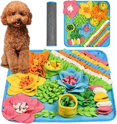 OSDUE Sniffing Rug Dog, Food Sniffing Feeding Mat, Dog Sniffing Mat, Puppy Training Mat, Sniffing Toy, Interactive Dog Toy, Dog Play Mat for All Dog Breeds, 39 x 39 cm