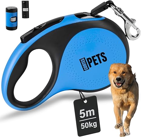 CORTESPETS Extendable Dog Lead 5 m for Small and Large Dogs up to 50 kg Max. High-Quality Retractable Lead with Comfortable Handle