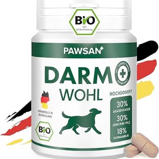 PAWSAN® Organic Intestinal Treatment for Dogs – High Dose – Without Probiotics Dog Build Intestinal Flora – Vegetable Grass and Fecal Eater Drops – Intestinal Sticks Without Additives – Organic