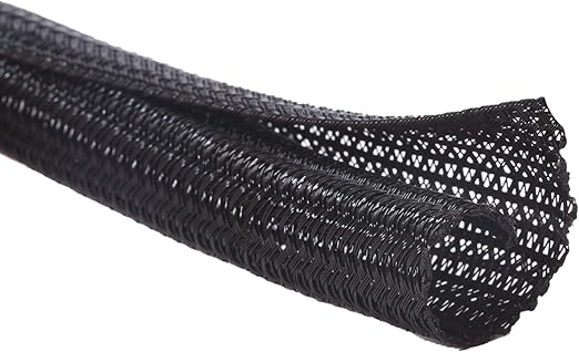 Alex Tech Self-Locking Cable Conduit Woven Cable Sheath Cable Protector Cuttable Black for TV Computer Home Cinema Automotive Cable Home and Office 13 mm – 3.1 Metres
