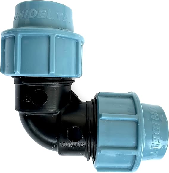 UNIDELTA Clamp Connector Angle 90° 16 Bar for Water Pipe Drinking Water Coupling PE Pipe Connector for Hoses in Irrigation System Clamp Fitting Bow Plastic Coupling Water Pipe 20 x 20 mm