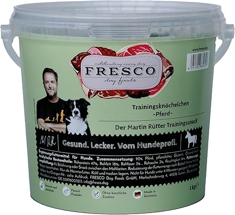FRESCO Dog Martin Rütter Training Ankle Horse 1 kg Bucket Grain-Free Dog Food Training Snack Healthy and Natural No Artificial Additives Made in Germany
