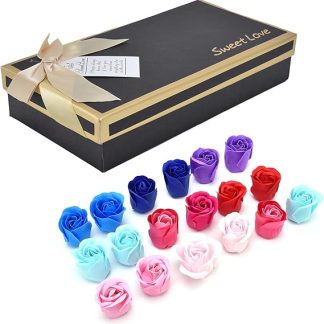 Zerodis Rose Soap Flower Soaps Rose Flowers Fragrance Soap Rose Petals Bath Soap with Decorative Bouquet Box for Christmas Mother's Day Wedding