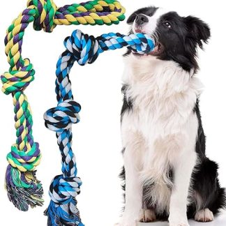 TUAHOO Dog Toy Rope for Medium and Large Dogs & Small, Frisbee Ball on Rope, Interactive Play Rope for Dogs for Chewing, Tug of War, Set of 6