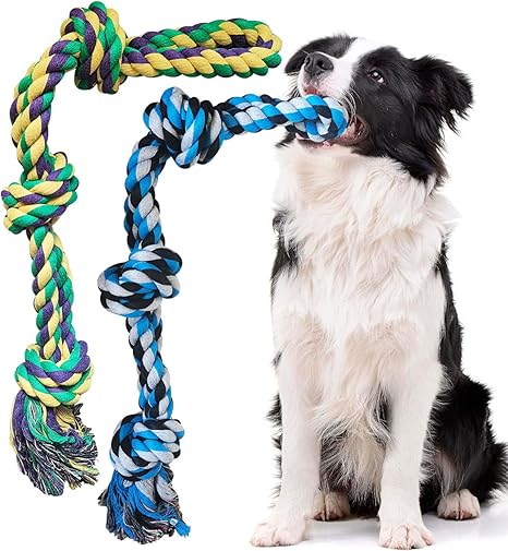 TUAHOO Dog Toy Rope for Medium and Large Dogs & Small, Frisbee Ball on Rope, Interactive Play Rope for Dogs for Chewing, Tug of War, Set of 6