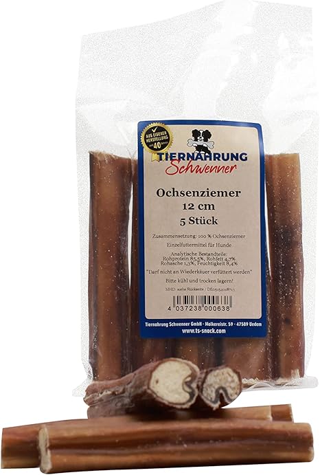 Tiernahrung Schwenner Ox Chew for Dogs - 12 cm Large Chew Items - Pack of 5 for Long-Lasting Chewing Fun