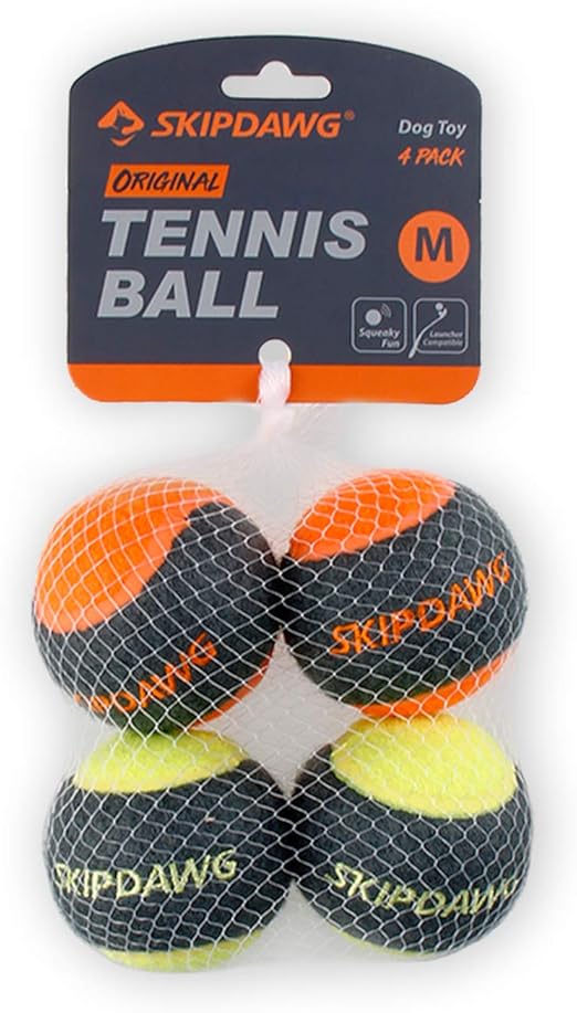 SKIPDAWG Ball Dog Ball Tennis Ball with Squeaker Set of 4 Very Good for Ball Slingshot