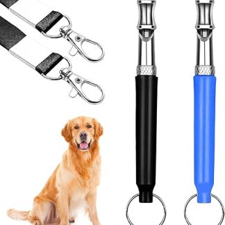 Pack of 2 Dog Whistles, High Frequency, Silent, Against Barking, Dog Whistle, Recall, Adjustable Quiet Dog Whistles Device, Anti Bark Whistles, Not Audible, Metal Whistle Training Lanyard for Dog