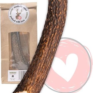 FOURLEGS® Natural Chew Snack for Dogs Made from 100% Deer Antlers - Minerals, Chew Toy, Chew Stick, Wild Flavour, Antlers, Bone, Deer, Chew Item - Size M Whole