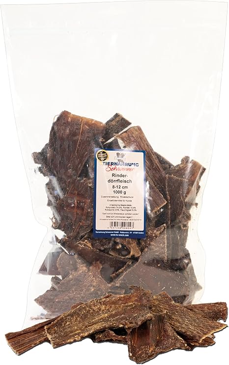 Tiernahrung Schwenner Beef Jerky for Dogs - 8-12 cm Delicious Chew Sticks - Dog Treats Made of Dried Meat - 1000 g Dog Snack