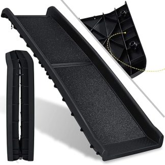 Kesser® Dog Ramp, Foldable Dog Stairs, Car Boot Ramp for Pets, Non-Slip Entry Aid, up to 90 kg, 156 x 40 cm, Lightweight Stable, Dog Stairs