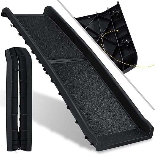 Kesser® Dog Ramp, Foldable Dog Stairs, Car Boot Ramp for Pets, Non-Slip Entry Aid, up to 90 kg, 156 x 40 cm, Lightweight Stable, Dog Stairs