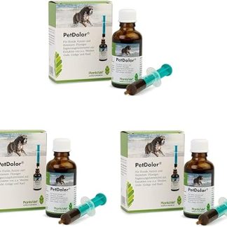 PlantaVet PetDolor | Pack of 3 | 3 x 50 ml | Liquid Supplementary Feed for Pets | With Willow Bark & Hemp