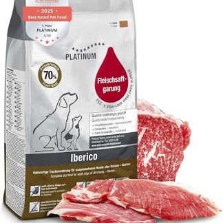 PLATINUM - Adult Iberico Dog Food Made from Meat Juice Garning - 5 kg Dry Dog Food from Iberian Pork - Particularly Tasty Dry Dog Food for All Dog Breeds - Tested in Germany