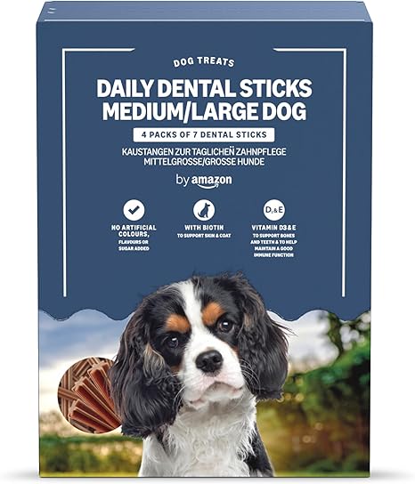 by Amazon - Chew Sticks for Daily Dental Care - Medium/Large Dogs, 4 x 270 g (1.08 kg)