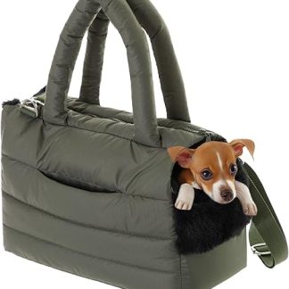 PillowPrim Dog Bag, Puppy Bag, Carry Bag for Small and Medium Dogs, Cats, M - up to 8 kg, Bag for Travel, Dog Carrier with Carabiner, Dog Carrier, Transport Bag, Olive Green