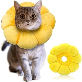IOSPKKIO Adjustable Collar for Cats and Small Dogs After Surgery Soft Sunflower for Recovery Medium
