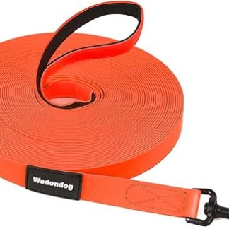 Recall Lead 3 m for Dogs 3 m / 5 m / 10 m / 15 m Waterproof Dog Lead with Soft Grip Handle and Storage Bag Long Recall Lead Robust Lead for Medium, Large Dogs (Orange)
