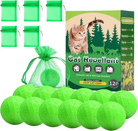 FePen Cat Repellent for Outdoors, Pack of 12 Cat Deterrent Outdoors, Natural, with 5 Non-Woven Bags, Cat and Dog Repellent for Outdoor and Indoor, Cat Repelling Garden